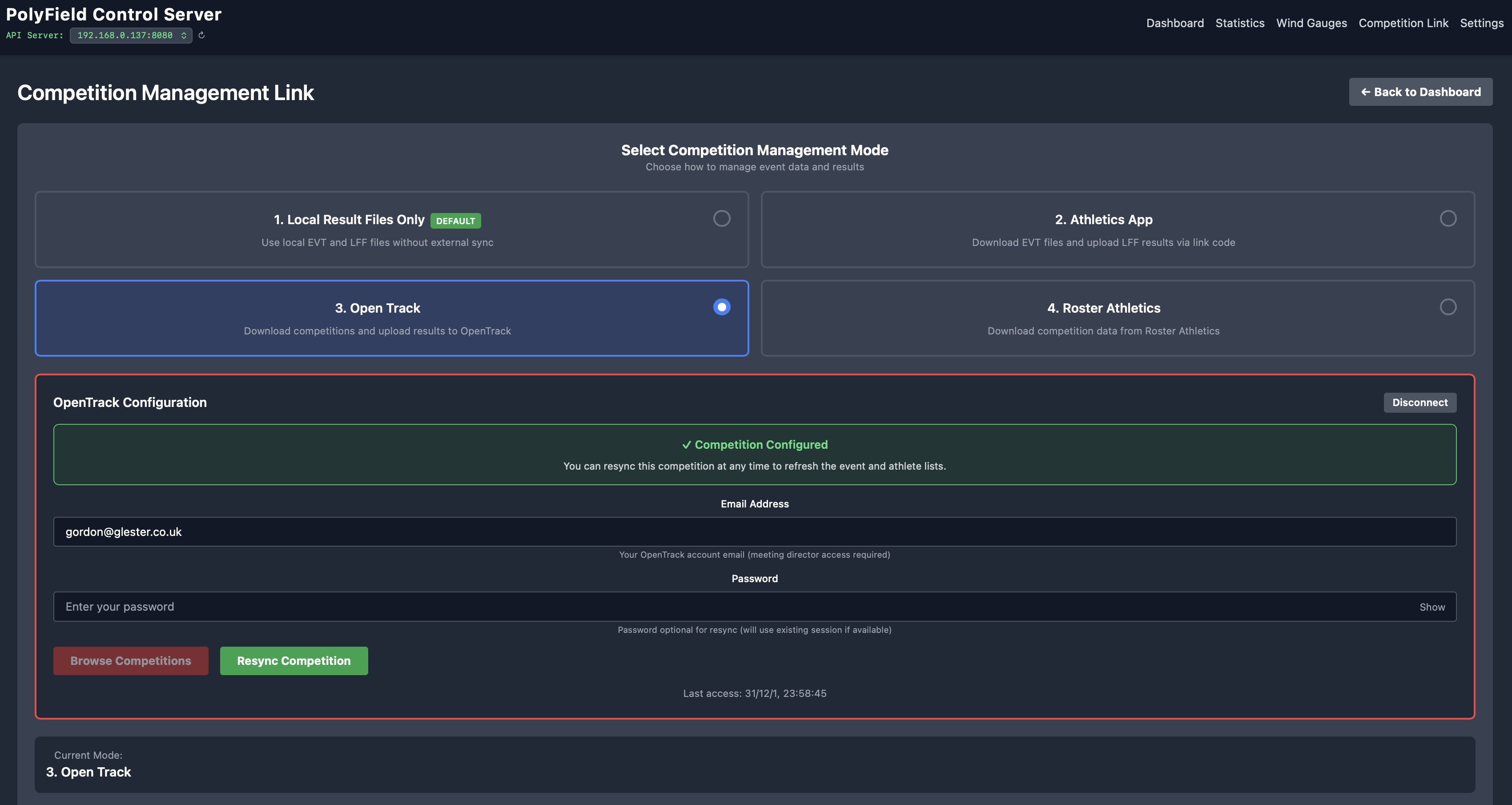Competition Link — server address and QR code