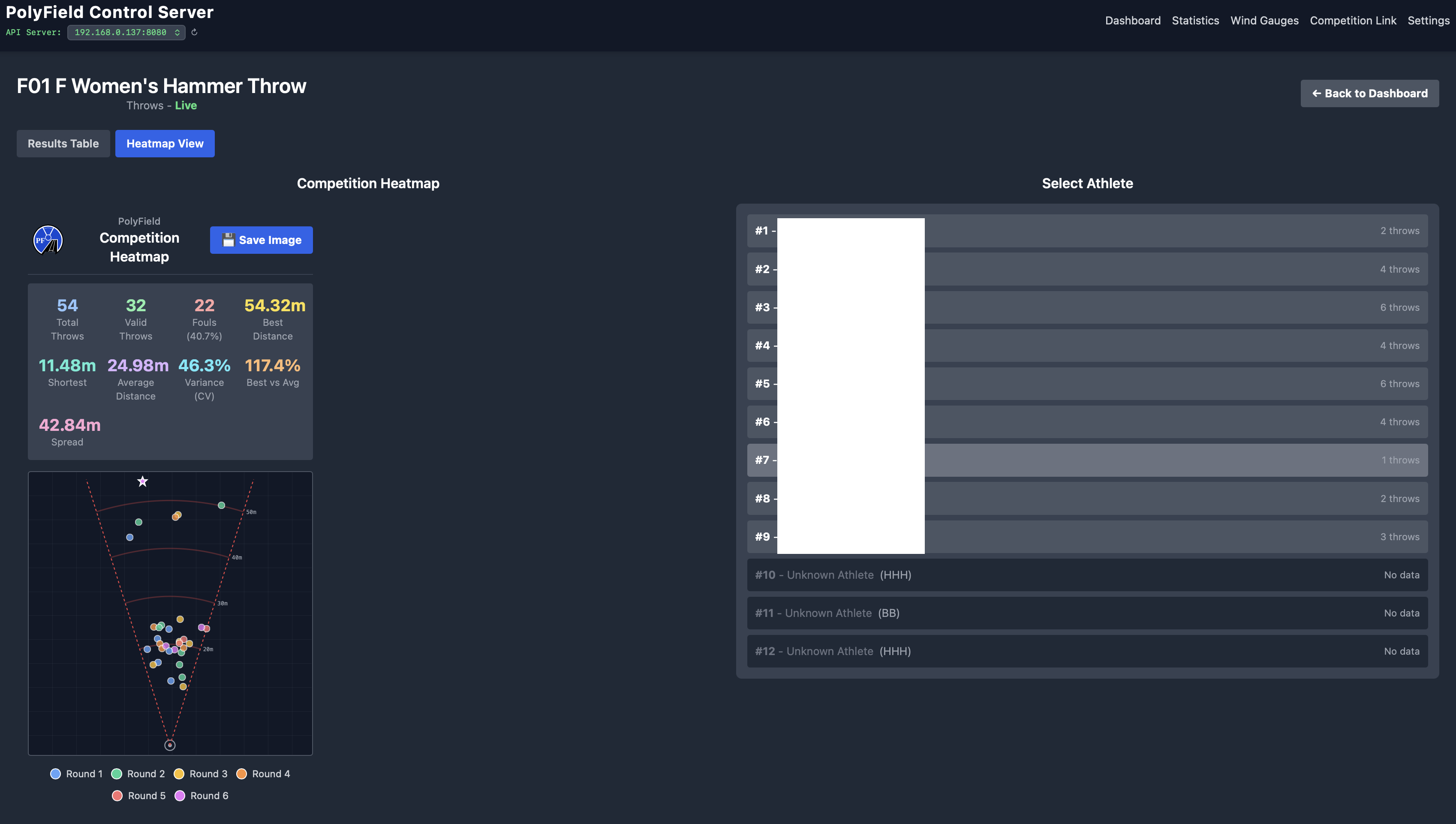 Live Results — landing heatmap